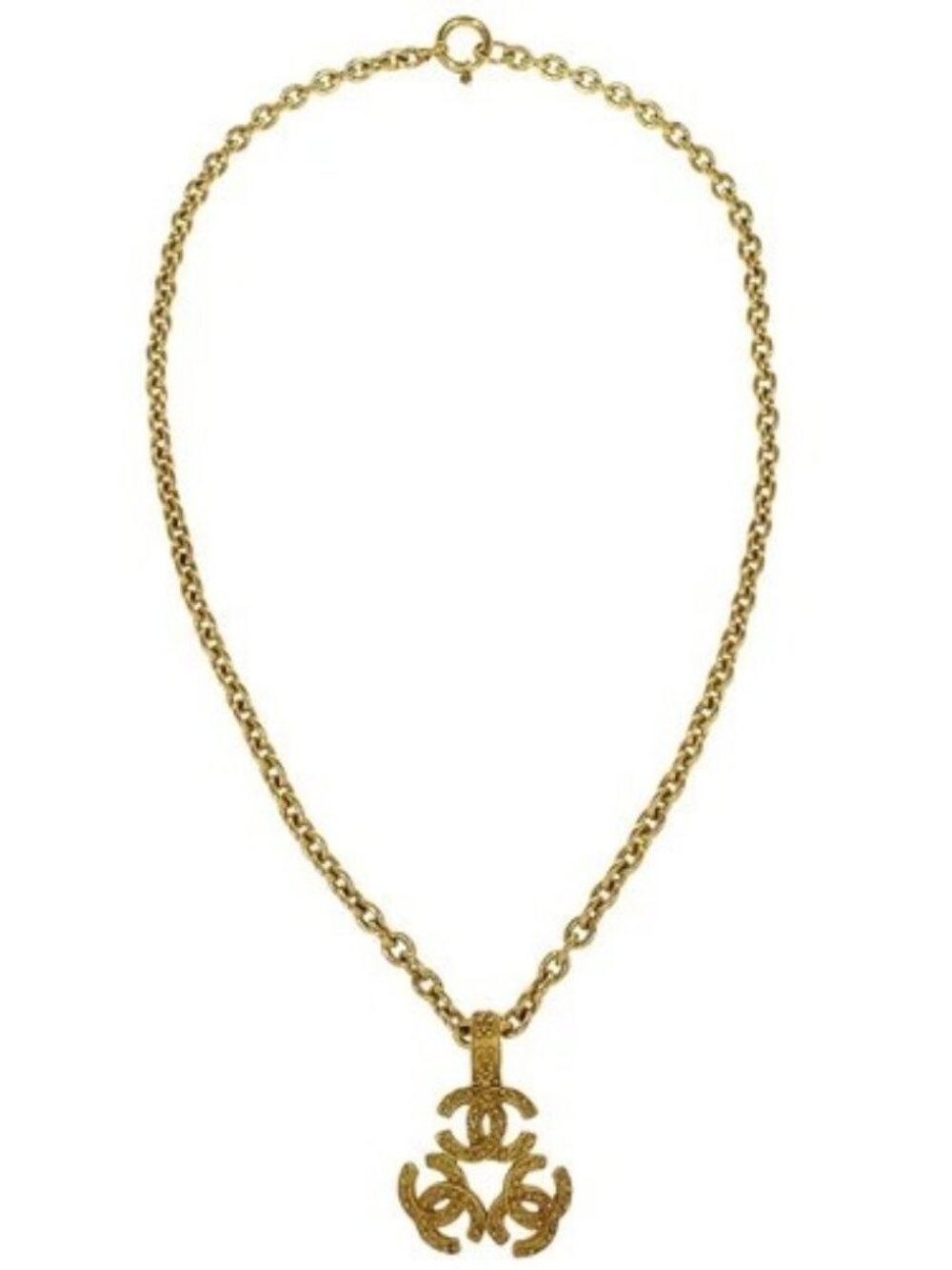 Chanel Triple CC Pendant Necklace Gold 94A 167443